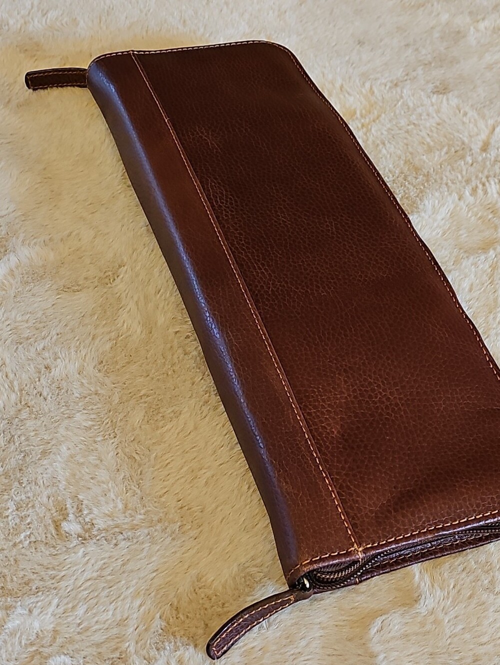 Classico Genuine Leather Necktie Case Travel Zip Around 15 X 5 X 1